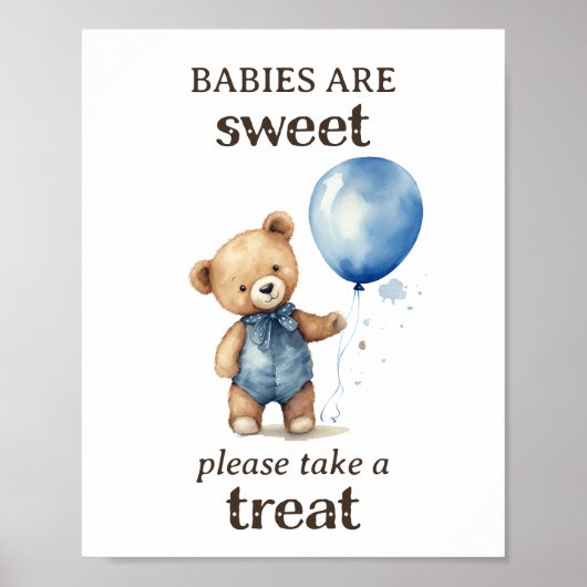 Nehmen Sie eine Leckerei Teddy Bear Boy Baby Dusch Poster (Vorne)