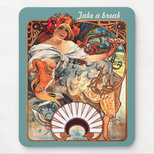 Nehmen Sie eine Pause CC0413 Alphonse Mucha Mousepad (Vorne)
