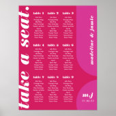 Nehmen Sie eine Sitzkarte in rosa Magenta Retro St Poster (Vorne)