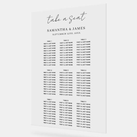 Nehmen Sie eine stilvolle Hochzeitssitzkarte. Acrylschild (Winkel)