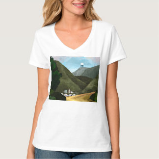 Nehmen Sie eine Wanderung. Der V-Hals der Frauen T-Shirt