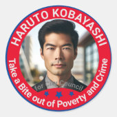 Nehmen Sie einen Biss aus dem Foto der Armut und d Runder Aufkleber (Vorderseite)