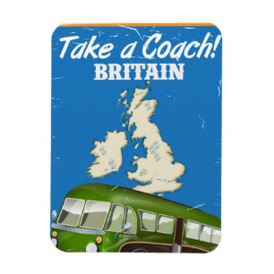 Nehmen Sie einen Coach Britain Vintage-Reiseposter Magnet