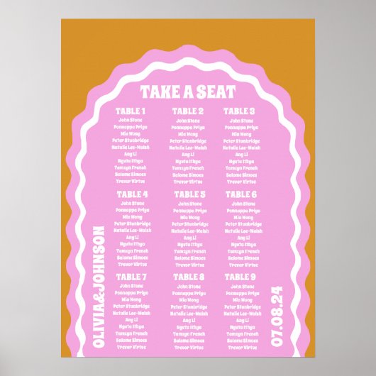 Nehmen Sie einen rosa gelben Retro-Wavy-Arch-Stil. Poster (Vorne)
