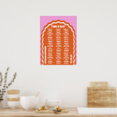 Nehmen Sie einen Sitzrosa Orange Retro Wavy Arch S Poster (Küche)