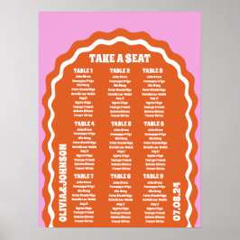 Nehmen Sie einen Sitzrosa Orange Retro Wavy Arch S Poster