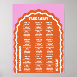 Nehmen Sie einen Sitzrosa Orange Retro Wavy Arch S Poster