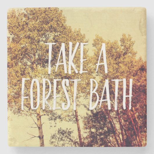 Nehmen Sie einen Waldbath Northern Birch Trees Art Steinuntersetzer (Vorderseite)