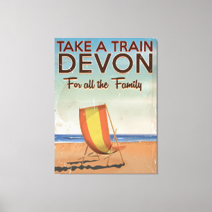 Nehmen Sie einen Zug nach Devon Vintage Reiseplaka Leinwanddruck