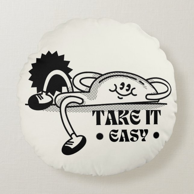 Nehmen Sie es sich einfach mit den Taschen Rundes Kissen (Vorderseite)