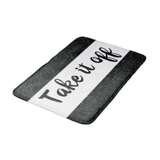 Nehmen Sie es von der weißen und schwarzen Sparkas Badematte (Schrägansicht)