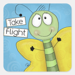 Nehmen Sie Flight Butterfly Quadratischer Aufkleber