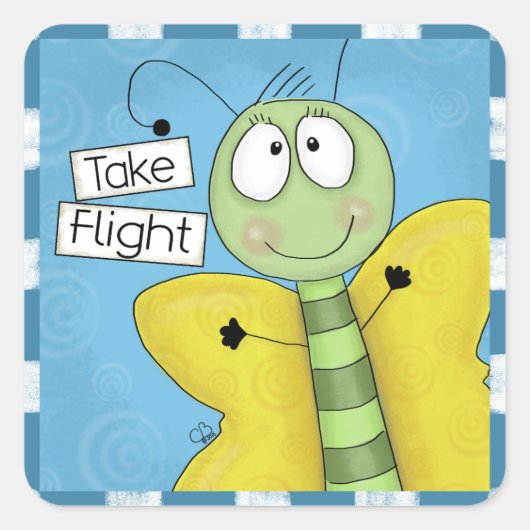 Nehmen Sie Flight Butterfly Quadratischer Aufkleber (Vorderseite)