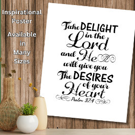 Nehmen Sie Freude im Lord Psalm 37 4 Bibelverse Poster