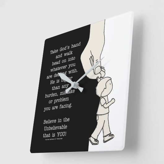 Nehmen Sie Gottes Hand Quadratische Wanduhr (Winkel)