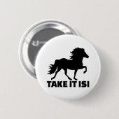Nehmen Sie ihm Isi Island Pferd Button (Vorne & Hinten)