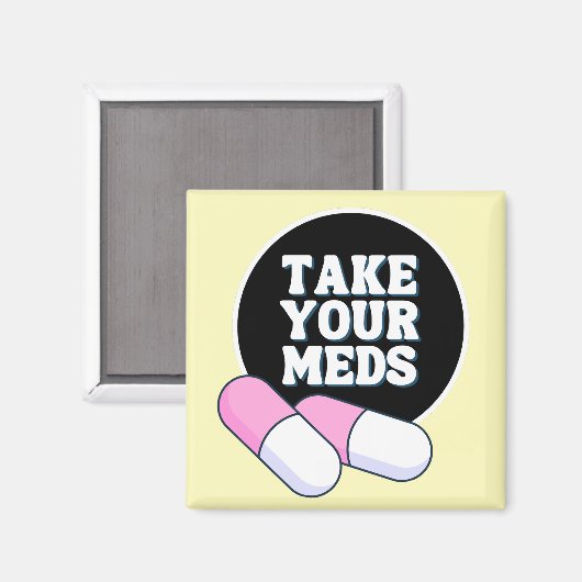 Nehmen Sie Ihre Med-Med | Schwarze Gentle Erinneru Magnet (Vorderseite/Rückseite)