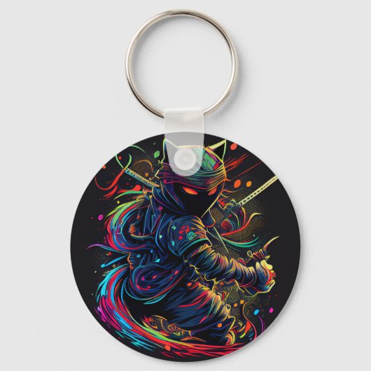 Nehmen Sie Ihre Ninja Cat Everywhere mit einem Sch Schlüsselanhänger (Vorderseite)