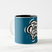 Nehmen Sie Kaffee mit - Trinkkalligraphie-Aufklebe Zweifarbige Tasse (Vorderseite Links)