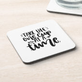 Nehmen Sie Life One Cup zu einem lustigen Zitat Getränkeuntersetzer (Linke Seite)