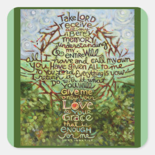 Nehmen Sie Lord, erhalten katholische Gebetsticker Quadratischer Aufkleber
