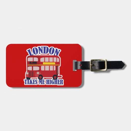 Nehmen Sie mich Higher in London Cartoon Bus Fun Gepäckanhänger (Vorderseite horizontal)