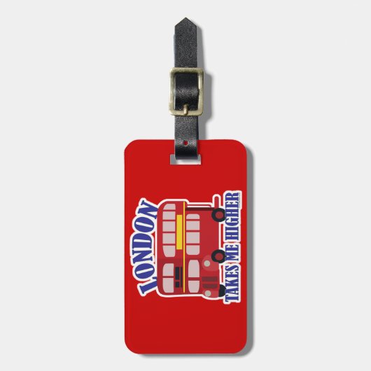 Nehmen Sie mich Higher in London Cartoon Bus Fun Gepäckanhänger (Vorderseite vertikal)