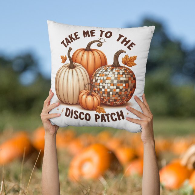 Nehmen Sie mich mit zum Disco Patch, der Kürbis Kissen (Take me to the Disco Patch fall pumpkins Throw Pillow)