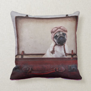 "Nehmen Sie mir mit Ihnen" Mops-Welpethrow-Kissen Kissen