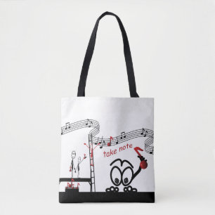 Nehmen Sie Note Music Teacher Funny Stickman Tote Tasche