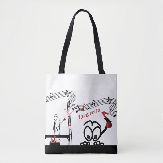 Nehmen Sie Note Music Teacher Funny Stickman Tote Tasche (Vorderseite)