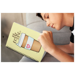 Nehmen Sie sich die Runde, Paper Cup of Coffee Lie Notizblock