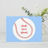 Nehmen Sie sich Ihren Handschuh, Baseball-Geburtst Einladung (Stehend Vorderseite)