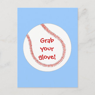 Nehmen Sie sich Ihren Handschuh Baseball Geburtsta Einladungspostkarte