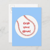 Nehmen Sie sich Ihren Handschuh Baseball Geburtsta Einladungspostkarte (Vorne/Hinten)
