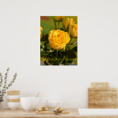 Nehmen Sie sich Zeit, um das gelbe rosa Foto zu ri Poster (Küche)