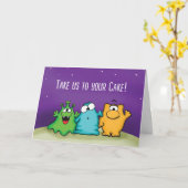 Nehmen Sie uns auf Ihren Kuchen - Alien Birthday C Karte (Gelbe Blume)