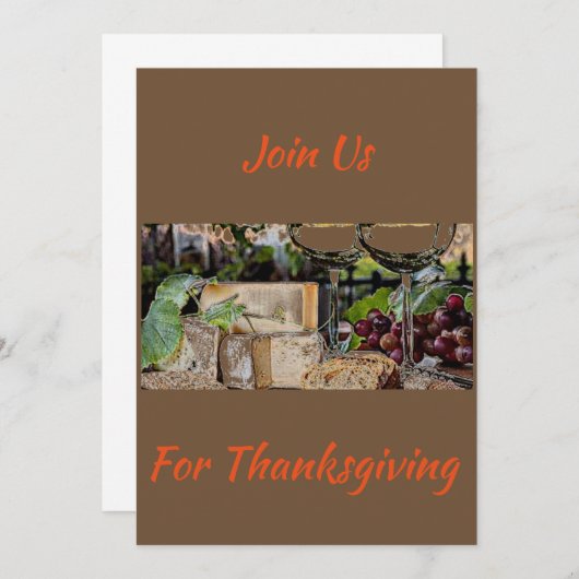 NEHMEN SIE UNS BEI ERNTEDANK (WEIN UND KÄSE-FOTO) EINLADUNG (Vorne/Hinten)