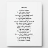 Nehmen Sie Zeit Gedicht Plaque Fotoplatte (Vorderseite)