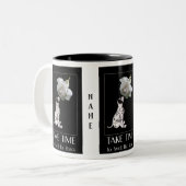 Nehmen Sie Zeit Welpe und Rose Inspiration Zweifarbige Tasse (Vorderseite Links)