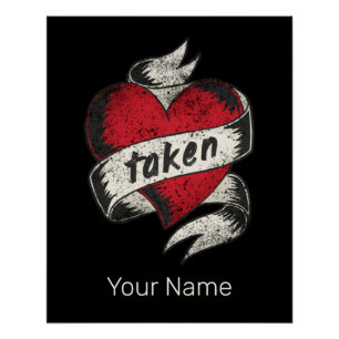 Nehmen und in Liebe Vintage Tattoo Herz Verlobung Poster