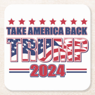 Nehmen wir Amerika zurück Trump 2024 Rechteckiger Pappuntersetzer