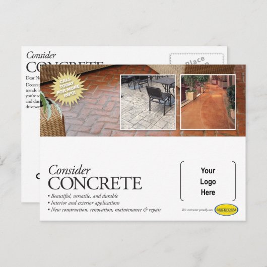 Nehmen wir Concrete Mailer für Brickform Contracto Postkarte (Vorne/Hinten)