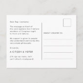 Nehmen wir die Hoher Road-Typografie für den Kongr Postkarte (Rückseite)