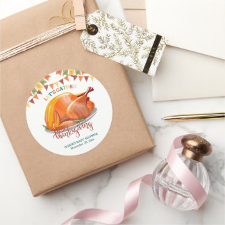 Nehmen wir Erntedank Türkei Feast Baby Shower zusa Runder Aufkleber