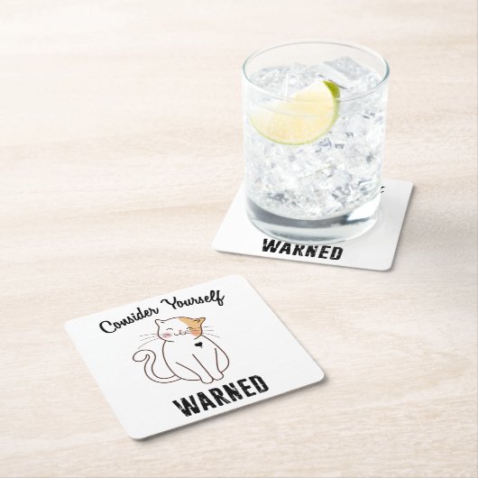 Nehmen wir Ihre selbst gewarnte böse Katze Rechteckiger Pappuntersetzer (Vor Ort)