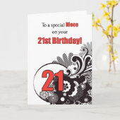 Neice, 21. Geburtstag Religiöse Wirbel Karte (Gelbe Blume)