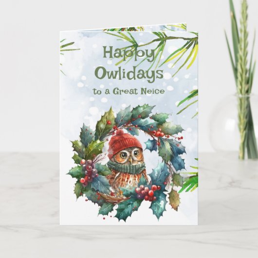 Neice Christmas Owl Tierart Natur Karte (Vorderseite)