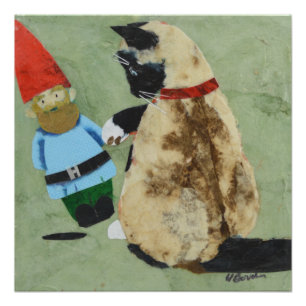 Neigender Gnome, quadratisches Plakat 20x20. Poster
