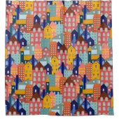 Neighborhood Block City Houses Pattern Duschvorhang (Vorderseite)
